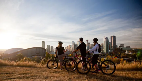 Scottsman Hill overlooking Calgary skyline