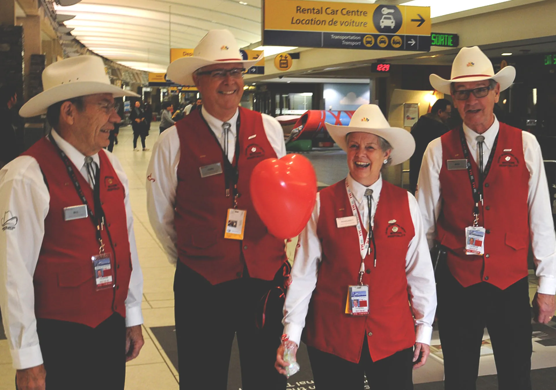 White Hat Volunteers at YYC Calgary International Airport.