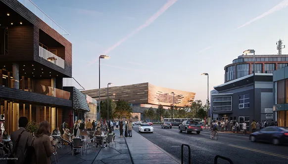 Rendering of BMO Centre from 17th Avenue