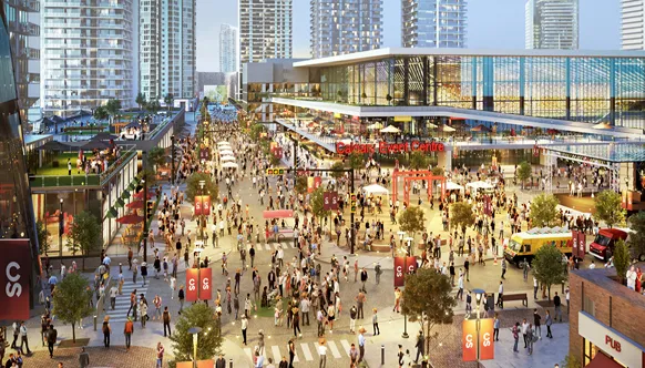 Rendering of Culture and Entertainment District main square