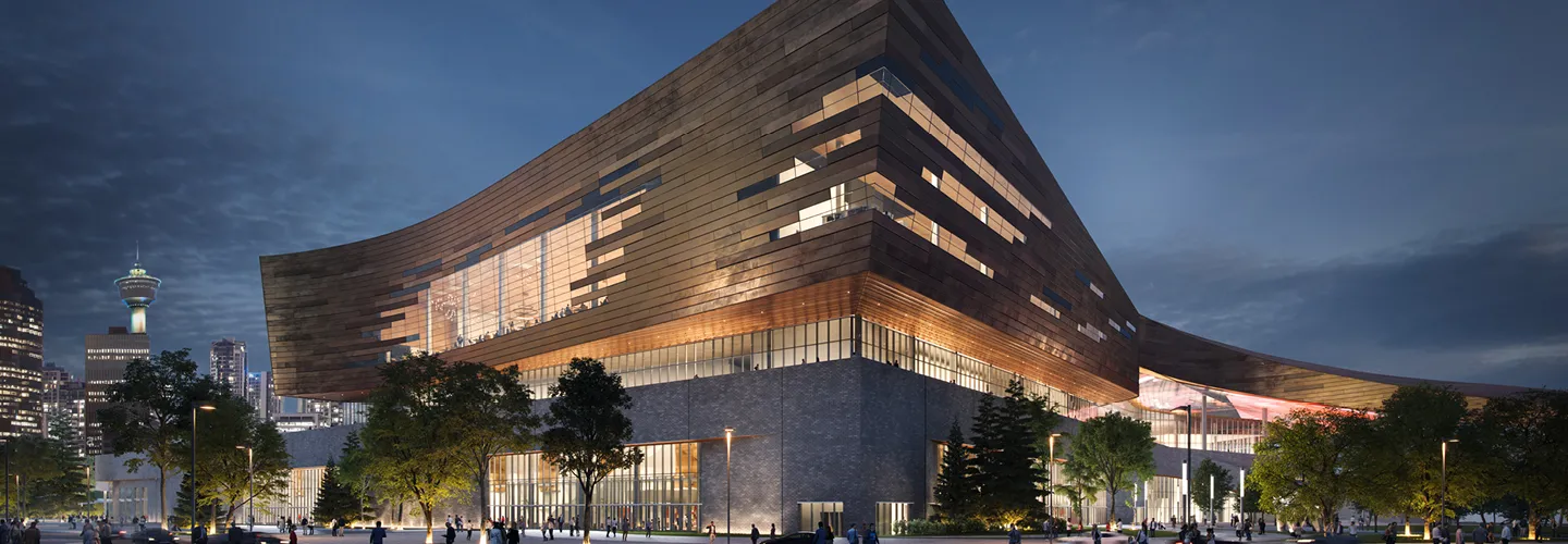 BMO Centre rendering at night