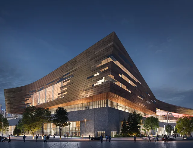 BMO Centre rendering at night