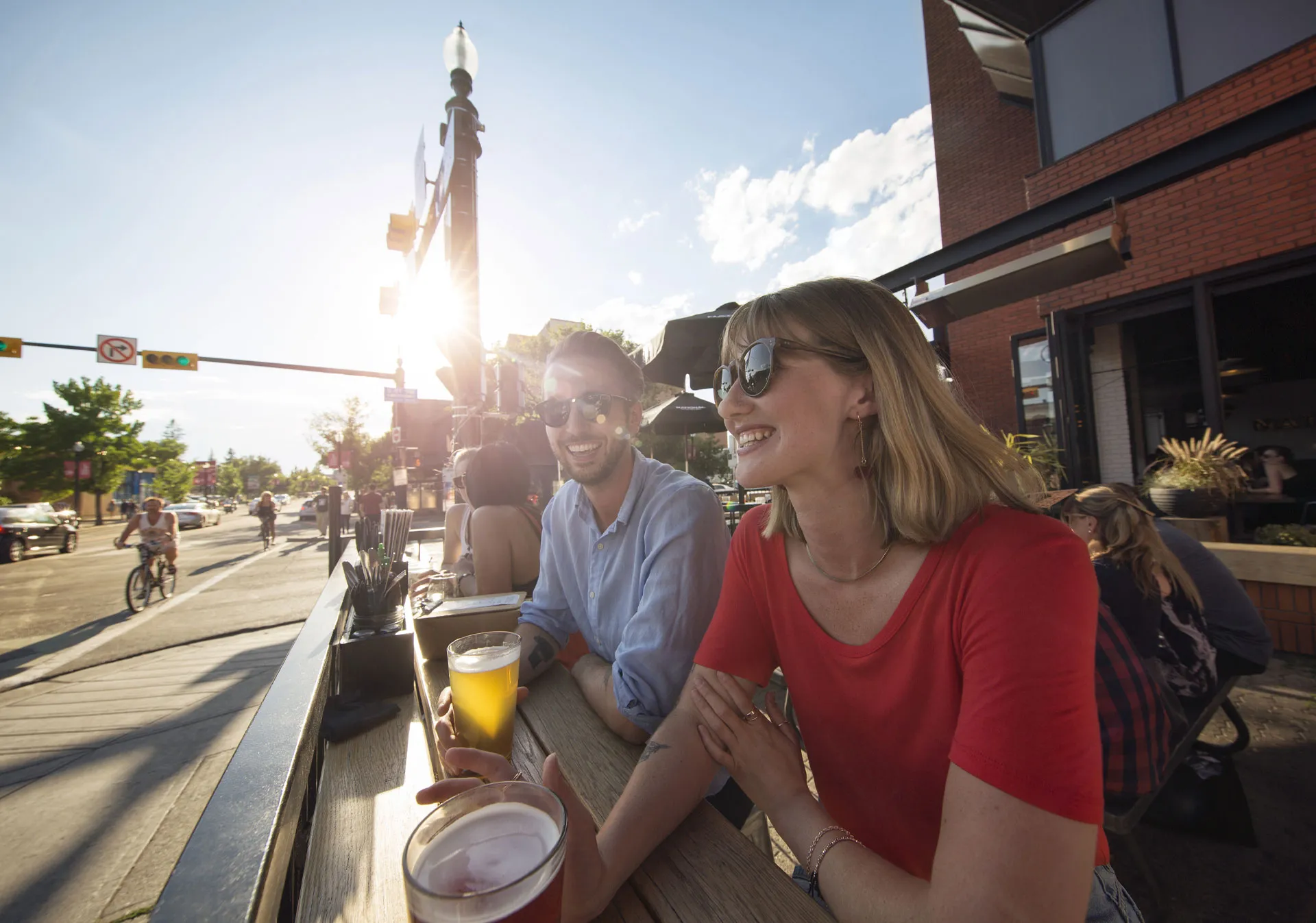 Drinking pints on 17th Ave SW Calgary