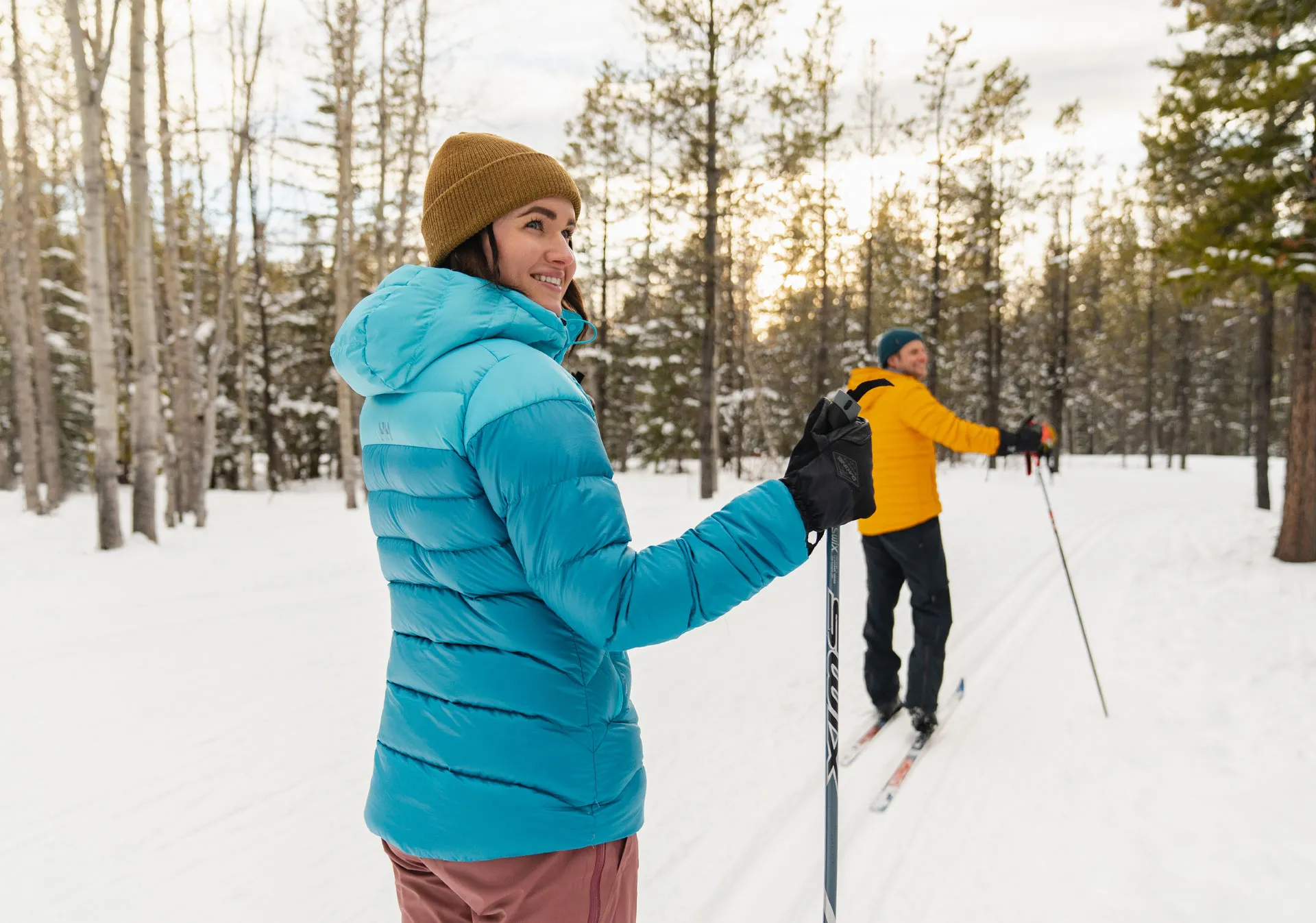 Women enjoying the views along the West Bragg Creek ski trails