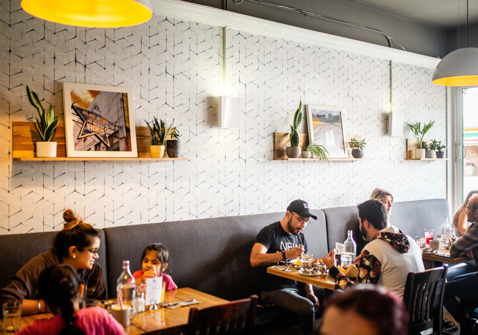 Family eating at Blue Star Diner