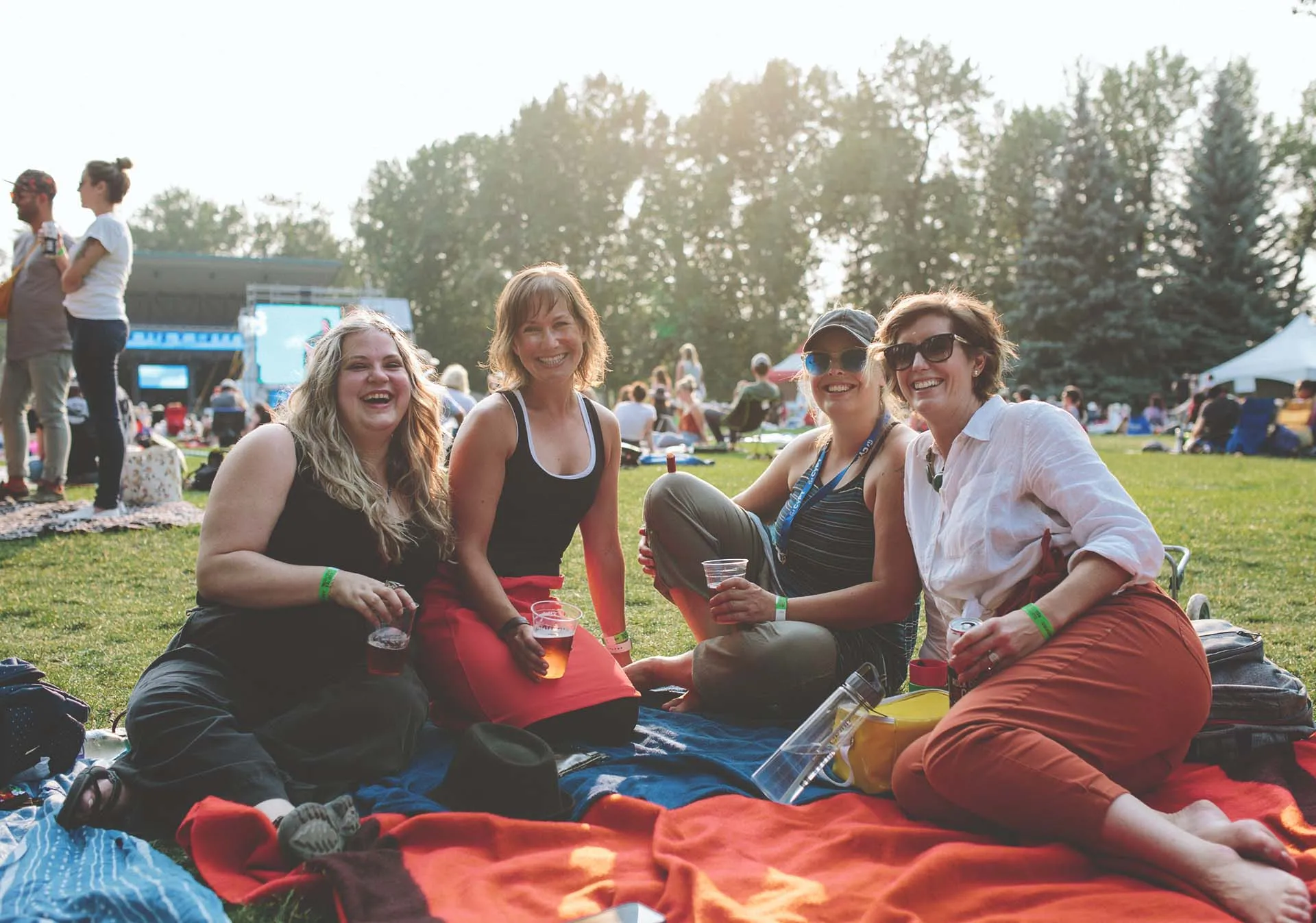 Group of friends at folk fest