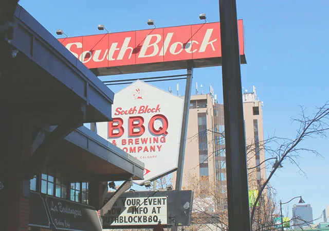 exterior shot of South Block BBQ signage on 4th street