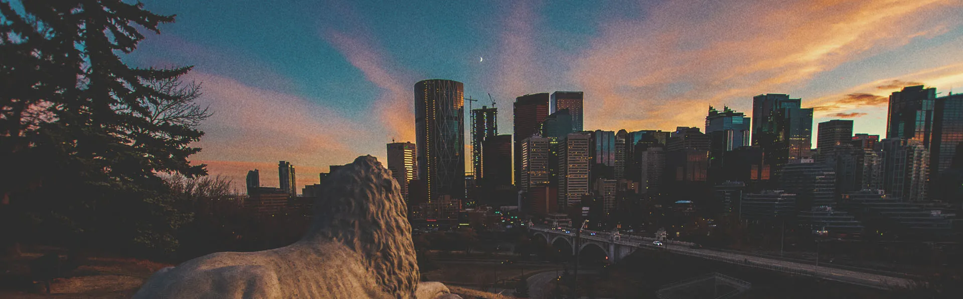 Calgary skyline at sunset