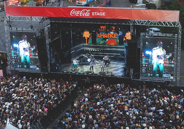 aerial view of crowd enjoying a show at the Coca-Cola Stage