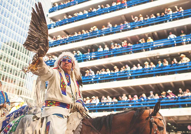 Indigenous Horse Rider in the Stampede Parade