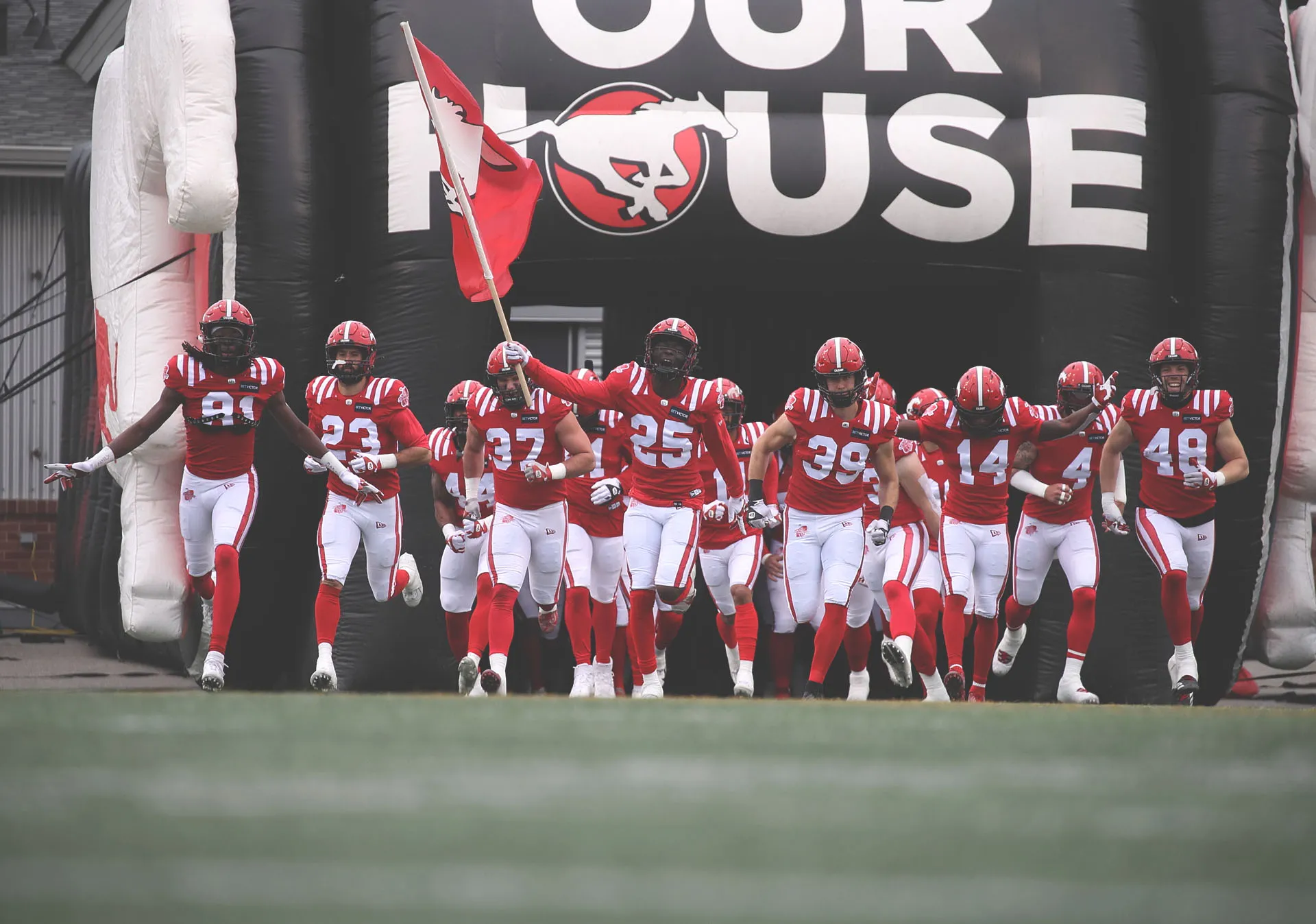 Calgary Stampeders entering the field