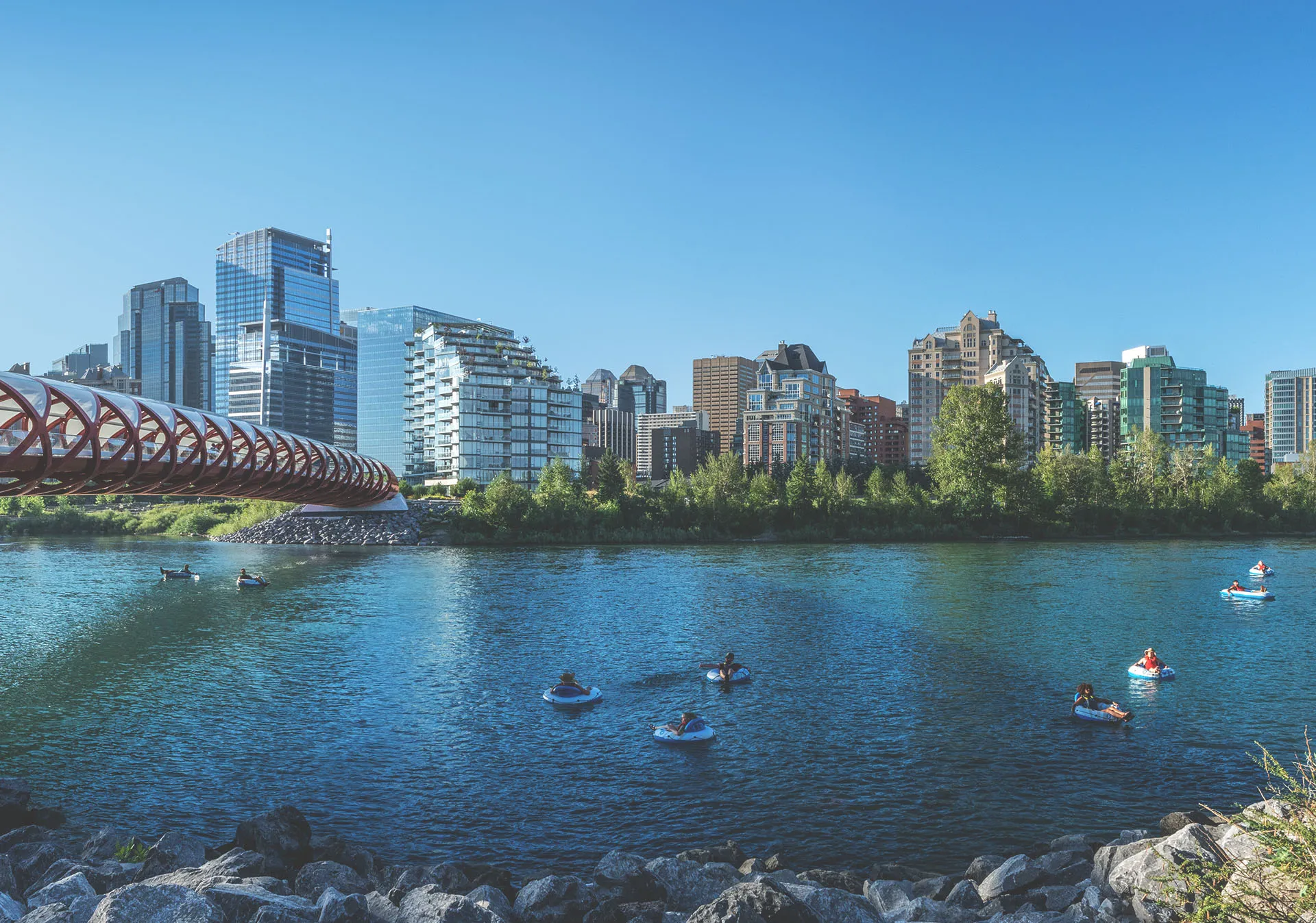 Rafting along the Bow River