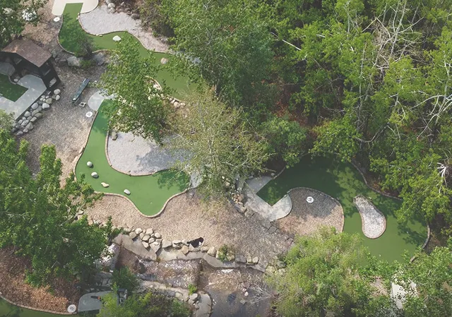 aerial view of the 18 hole mini golf course at WinSport