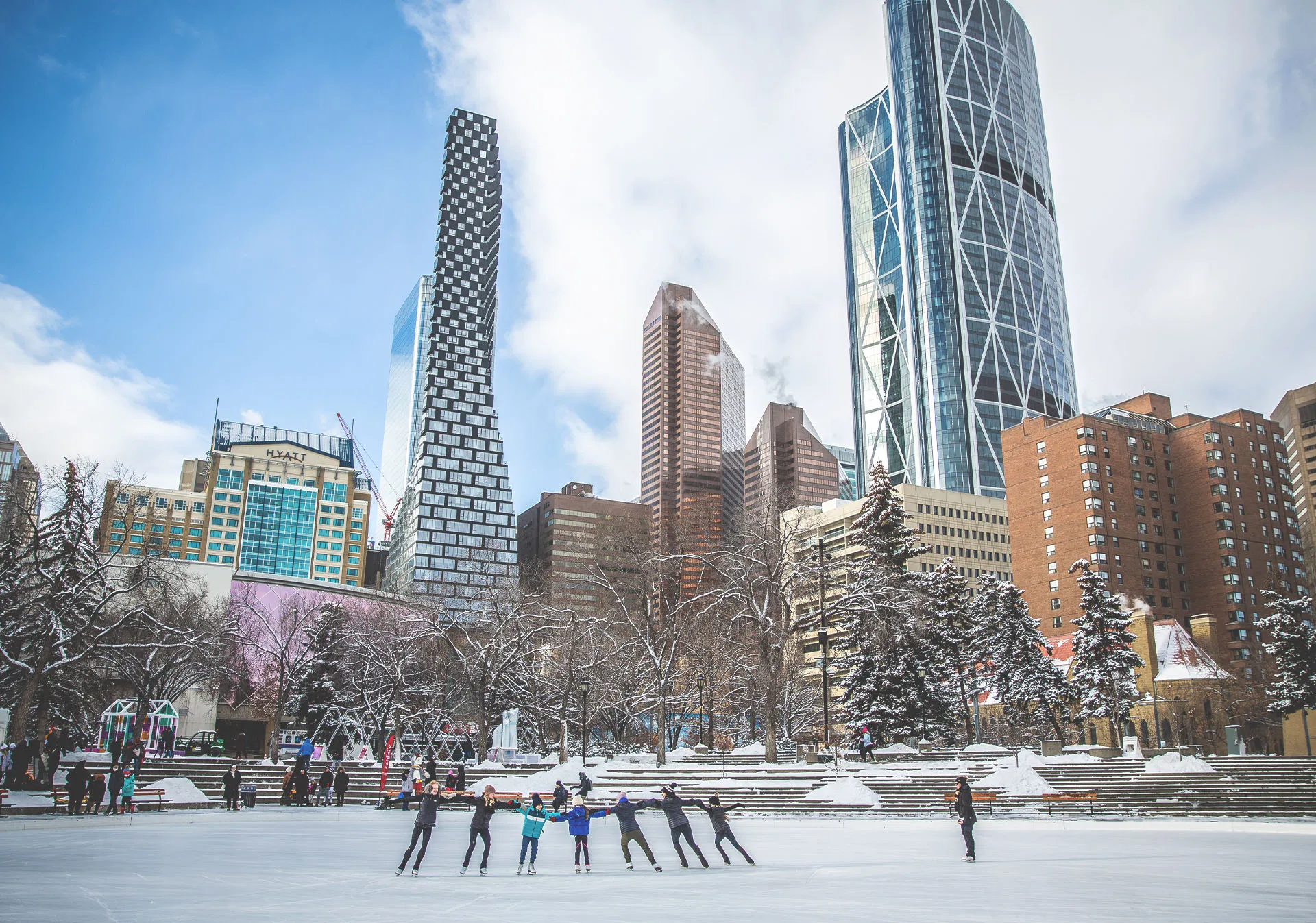Ice skating at Olympic Plaza in Calgary