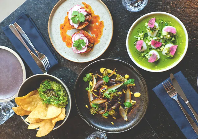 dinner spread at Fonda Fora