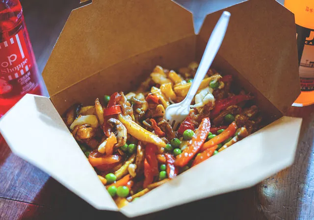 Poutine in a takeout box