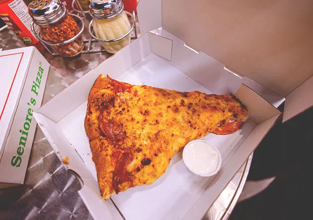 a slice of Seniore's pizza