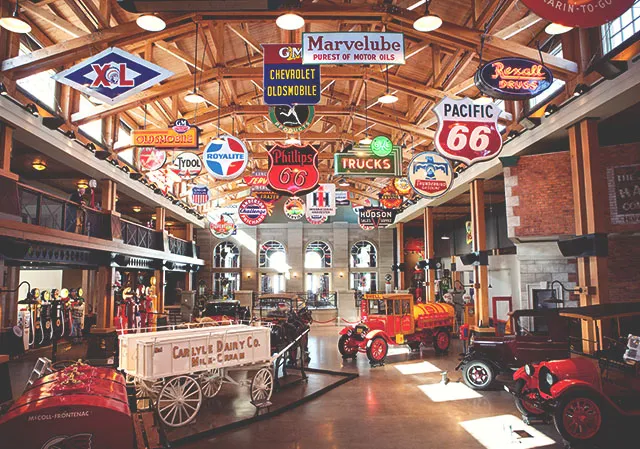 interior of Heritage Park's Gasoline Alley Museum