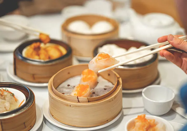 dim sum dishes on a table at Silver Dragon Restaurant