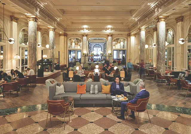 interior of the Fairmont Palliser facing into Hawthorn Dining Room & Bar