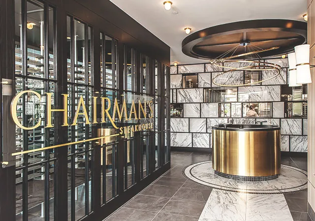 interior of Chairman's Steakhouse lobby