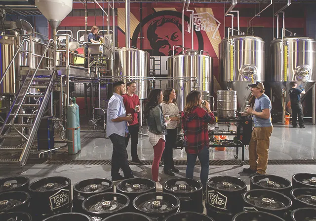 Group on a craft beer tour at Tool Shed