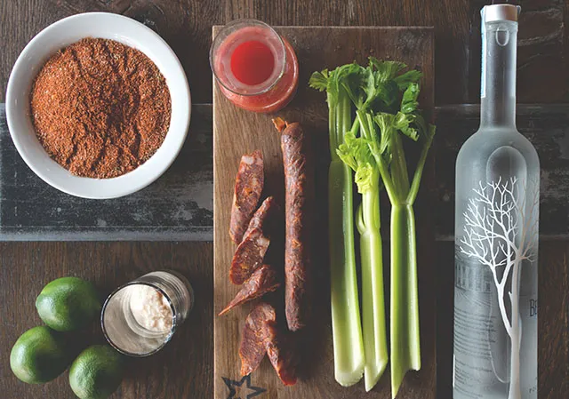 All of the ingredients needed for a classic Caesar at National.