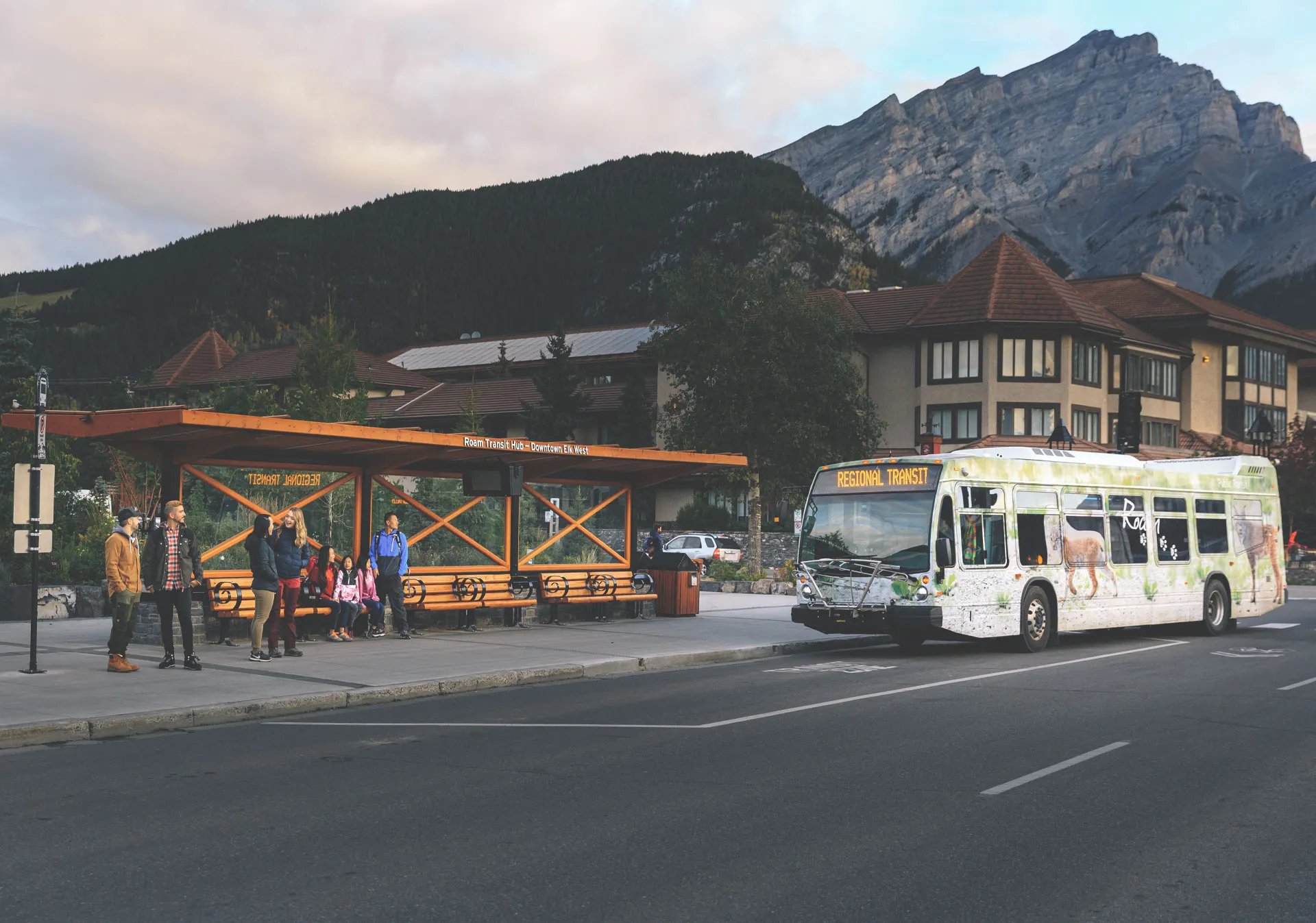 Roam Transit bus stop in Banff (Photo credit: Damian Blunt)
