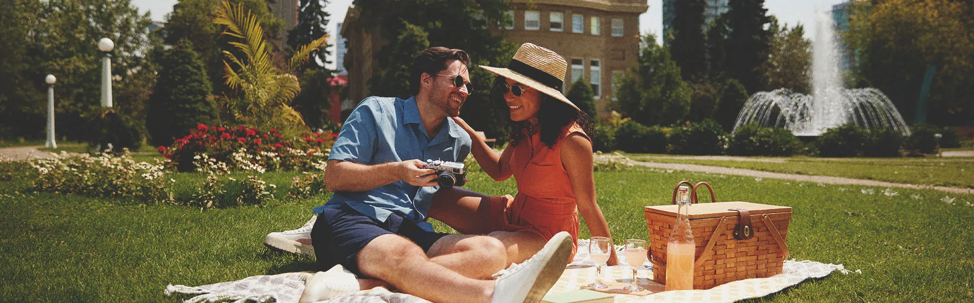 a couple picnicking at Central Memorial Park