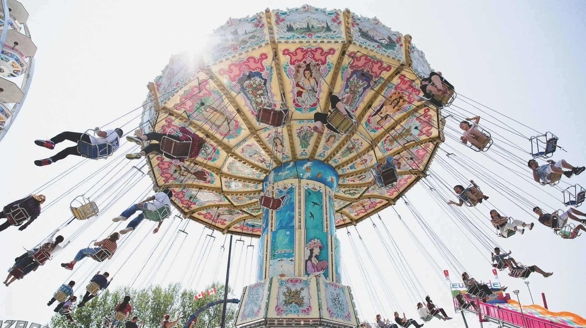 elevated swing ride at the Calgary Stampede midway