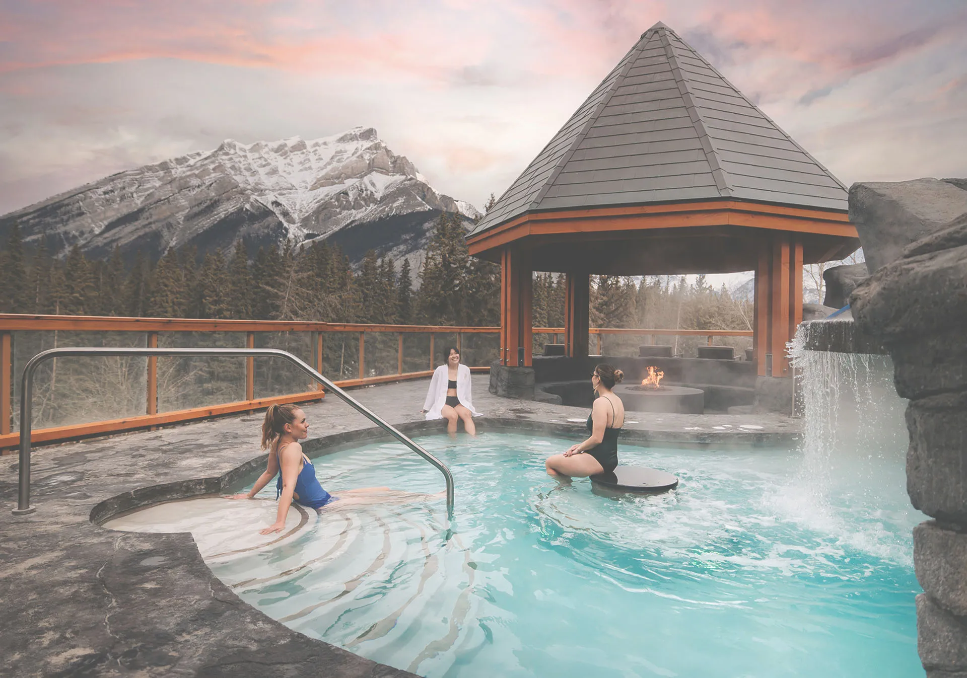 Soaking in the views at the Banff Upper Hot Springs